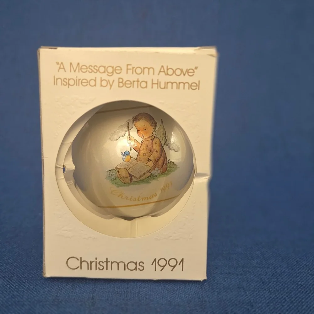 Berta Hummel Christmas 1991 Ornament A Message From Above Schmid Vintage Boxed